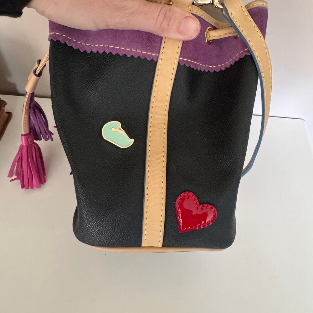 Dooney & Bourke Vintage #6 Drawstring Bucket Bag Lindsay Lohan Black Purse Y2K - Picture 6 of 14